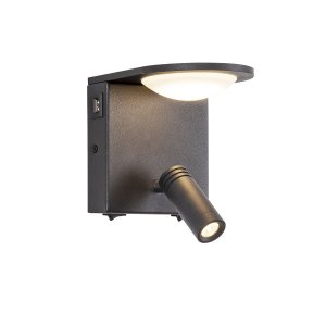 Настенный светильник с лампой для чтения и USB 5+3Вт 4000К чёрный «TWIN»
