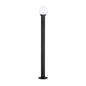 Чёрный уличный светильник столб с плафоном шар «Ballito»
