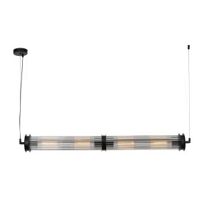Чёрный длинный подвесной светильник с горизонтальной и вертикальной установкой «TROMPA»