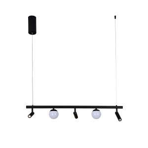 Чёрный длинный подвесной светильник со спотами и шарами «PHILIA»