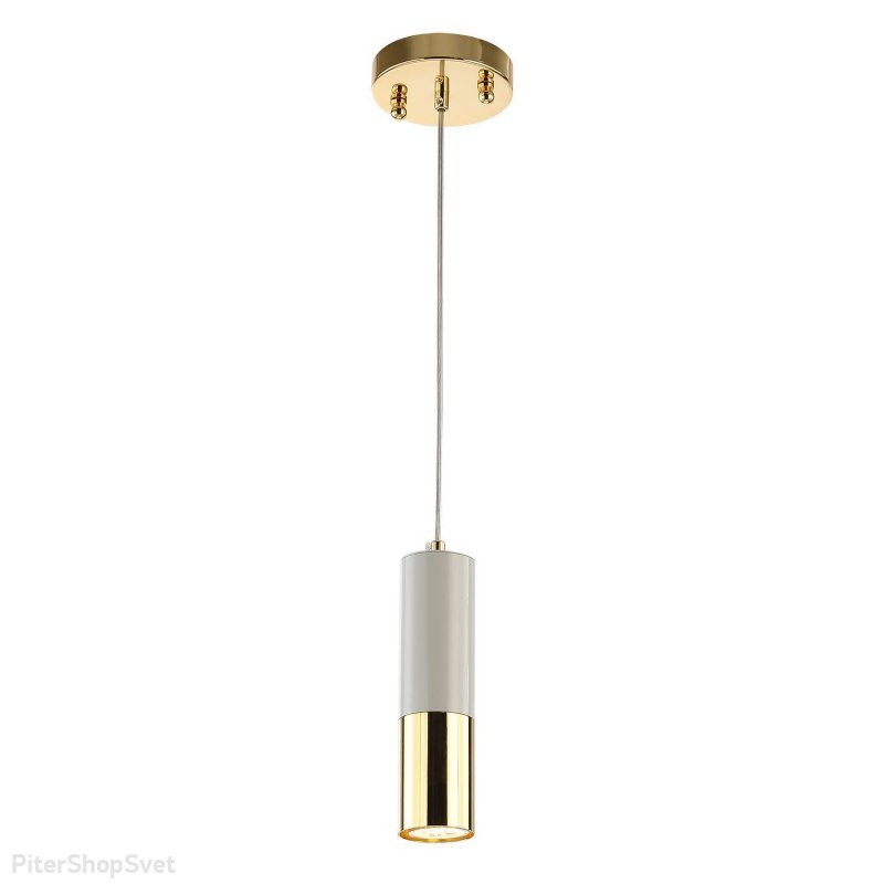 Бело-золотой подвесной светильник цилиндр «Ultra» 2755-1P