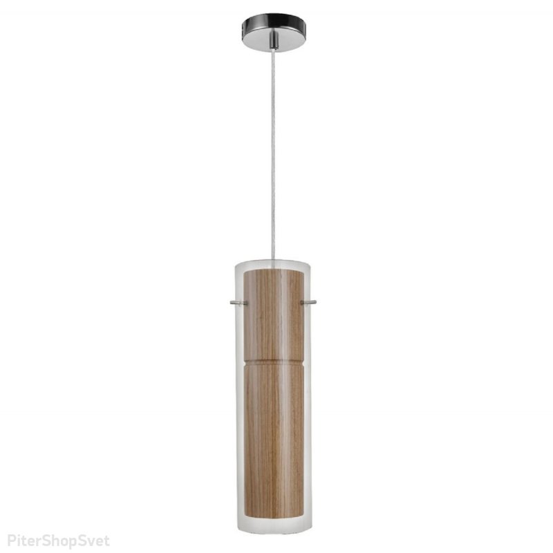 Подвесной светильник деревянный цилиндр в стекле «BAMBOOM» 2838-1P