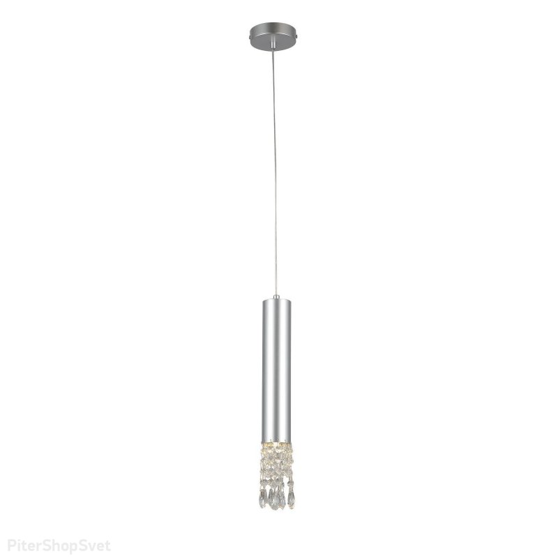 Подвесной светильник цилиндр серебряного цвета с подвесками «MERGER» 2921-1P