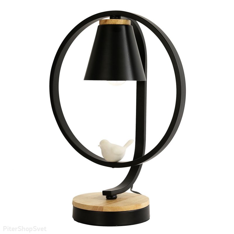 Чёрная настольная лампа с птичкой «UCCELLO» 2938-1T