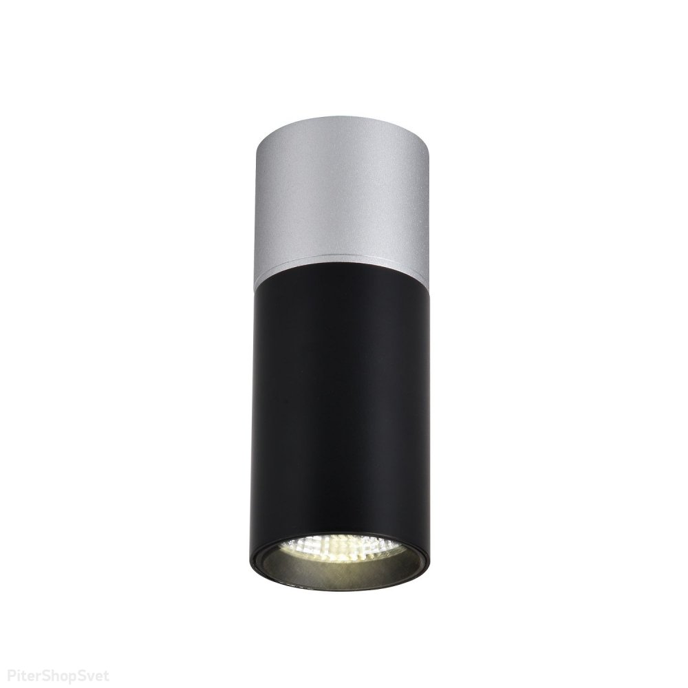 Чёрно-серебряный накладной потолочный светильник цилиндр «DEEPAK» 3072-1C