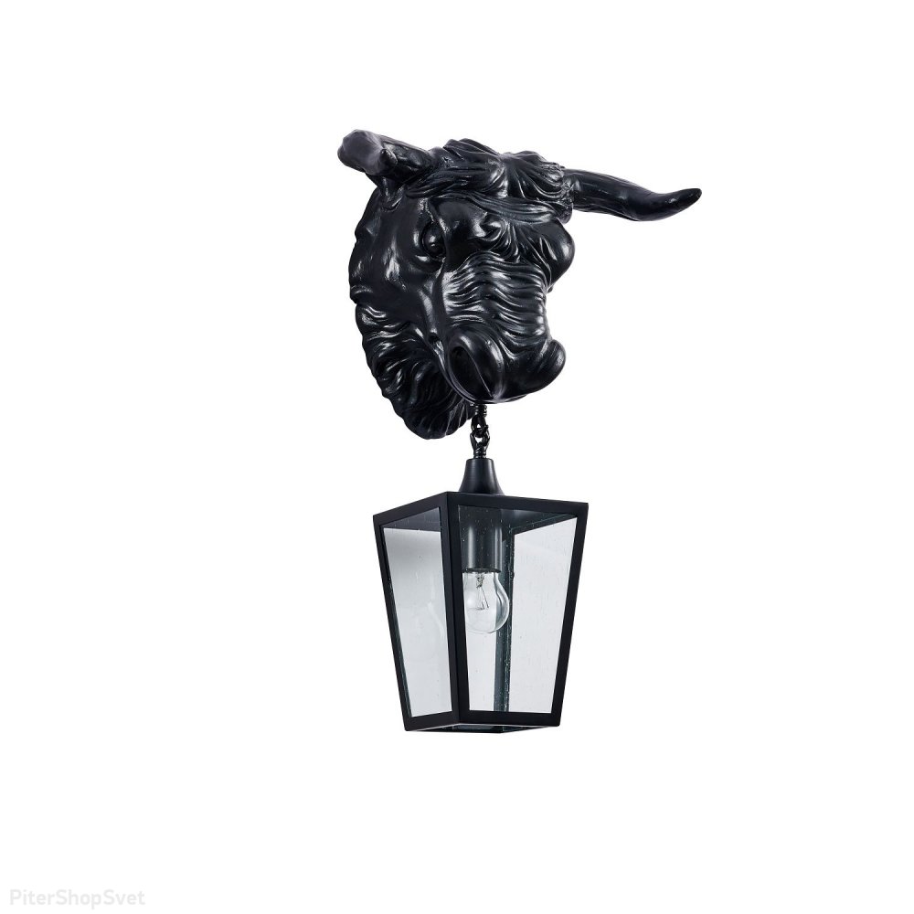 Чёрный уличный настенный светильник голова бизона «BISON» 4001-1W