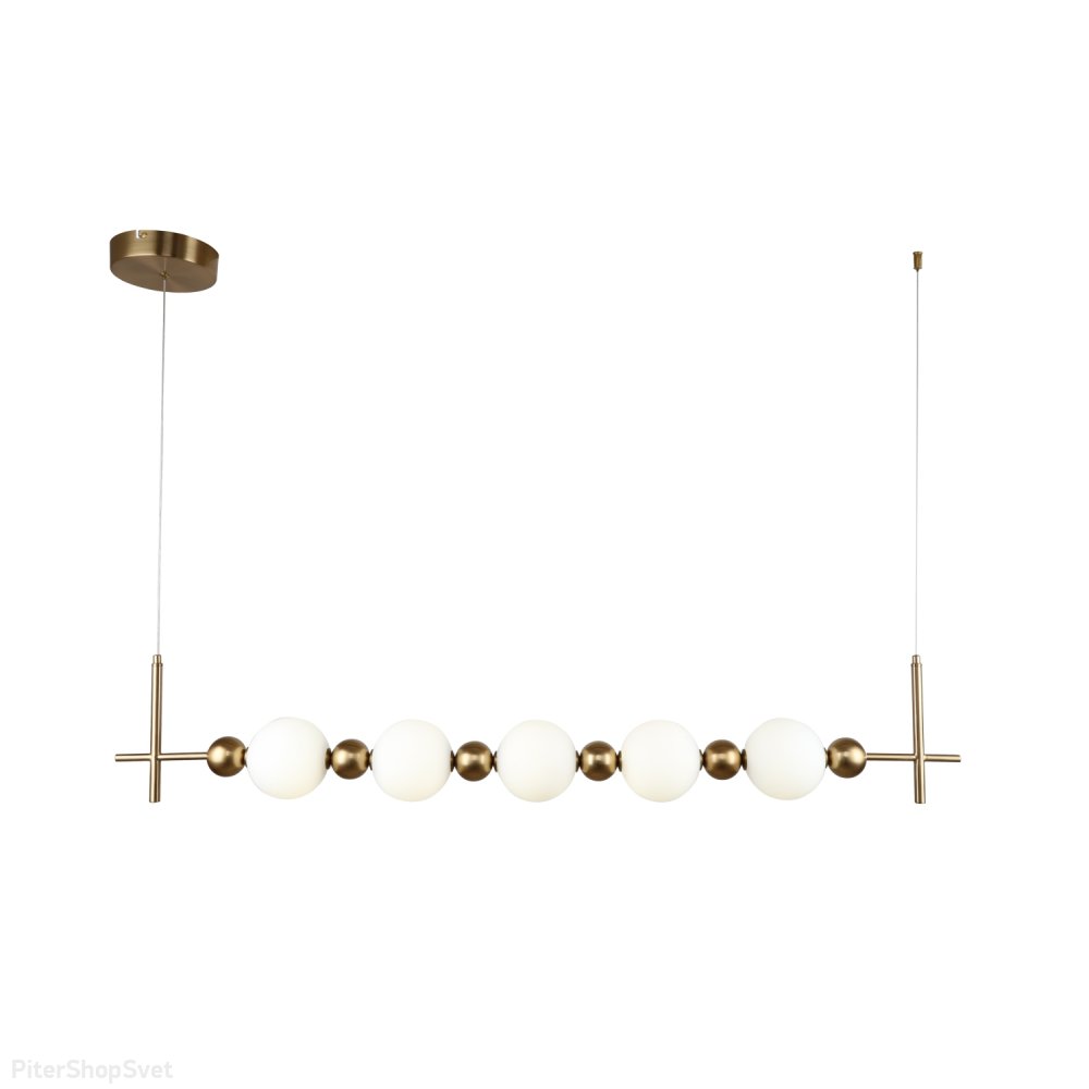 Латунный длинный подвесной светильник с белыми шарами «CHANTRA» 4088-5P