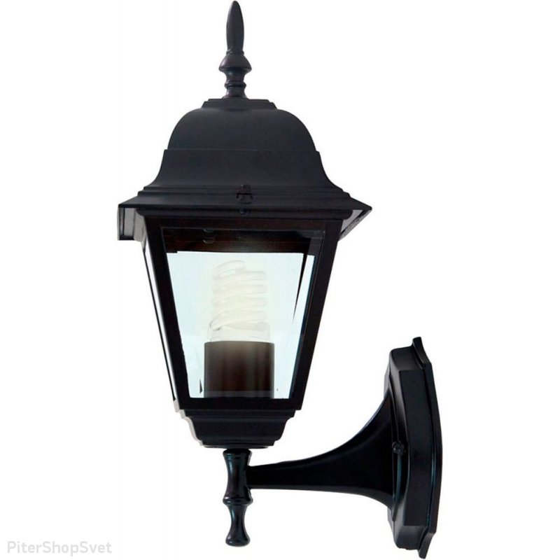 Уличный чёрный настенный светильник «Классика 4 грани» 11014