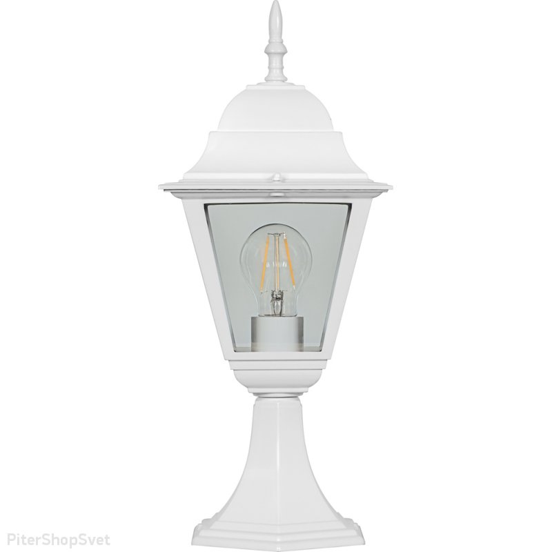 Уличный белый наземный фонарь «Классика 4 грани» 11019