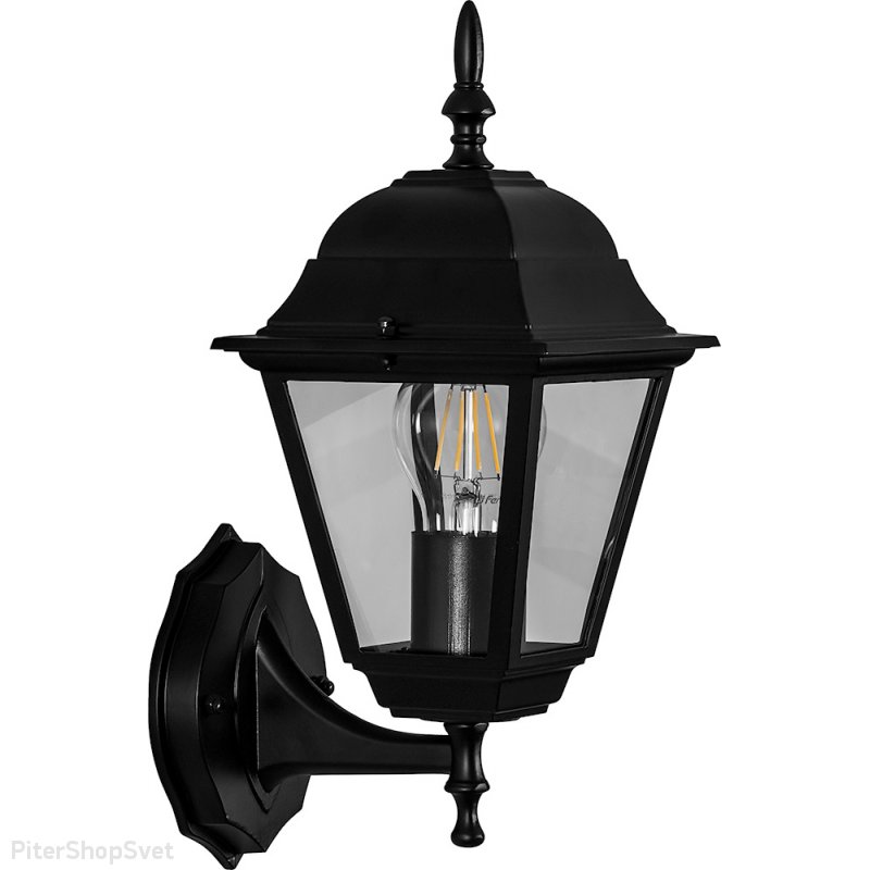 Уличный чёрный настенный светильник «Классика 4 грани» 11024