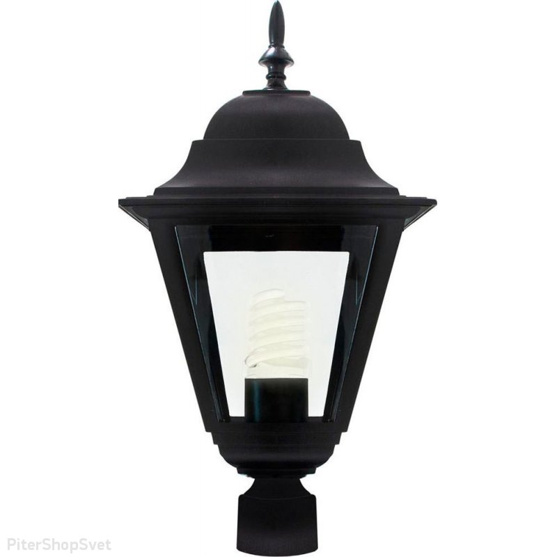 Уличный чёрный светильник на столб «Классика 4 грани» 11028