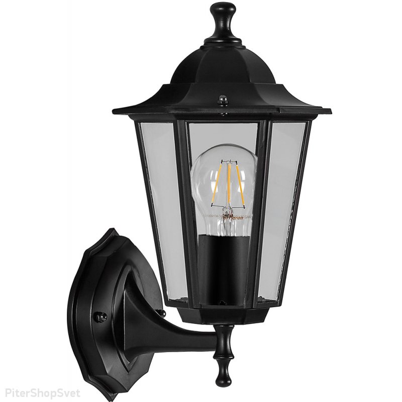 Уличный чёрный настенный светильник «Классика 6 граней» 11052
