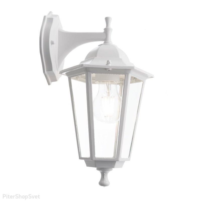 Белый уличный настенный светильник «Классика 6 граней» 11053