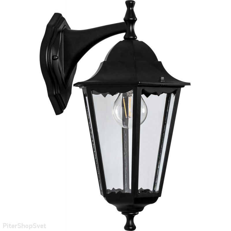 Уличный чёрный настенный светильник «Классика 6 граней» 11054