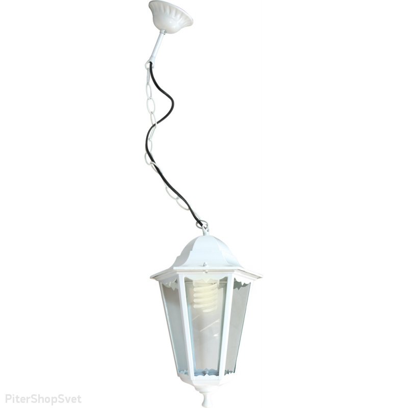 Уличный подвесной светильник белого цвета «Классика 6 граней» 11059