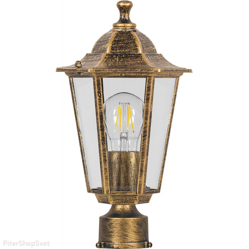 Уличный фонарь на столб чёрное золото «Классика 6 граней» 11129