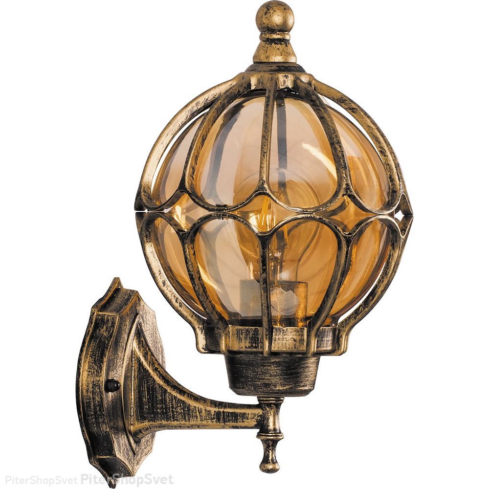 Уличный настенный светильник, чёрное золото, шар Ø18см «Версаль» 11349