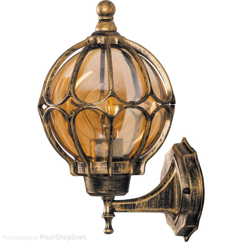 Уличный настенный светильник, чёрное золото, шар Ø22см «Версаль» 11350