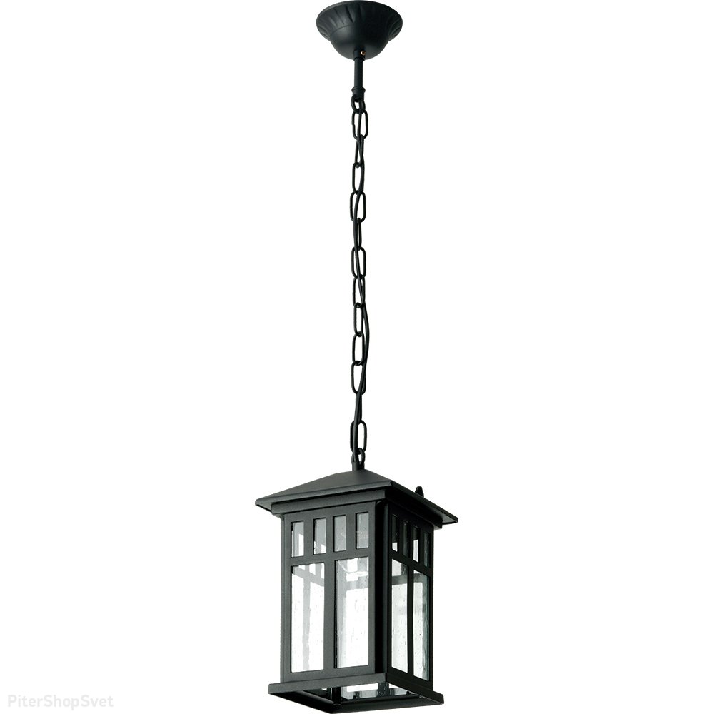 Чёрный уличный прямоугольный подвесной светильник «Бергамо» 11690