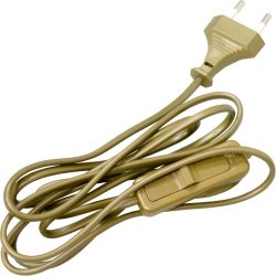 Сетевой шнур с выключателем золотого цвета 23051 KF-HK-1