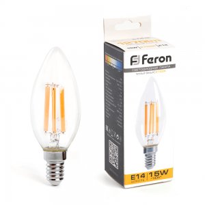 LED лампа Е14 15Вт 2700К прозрачная свеча «LB-717»