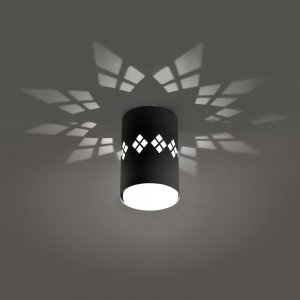 Чёрный накладной потолочный светильник цилиндр с подсветкой «Barrel HL351»