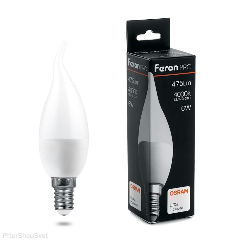 Лампочка Е14 6Вт 4000К OSRAM LED «LB-1306» 38048