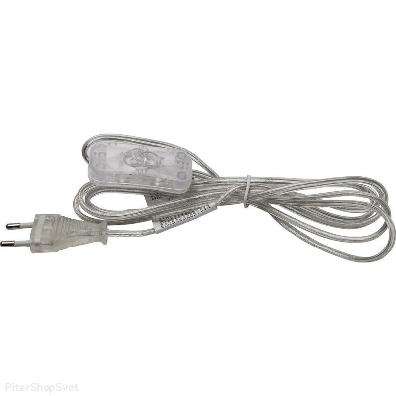 Сетевой шнур с ручным выключателем прозрачный 2м «DM107» 41152