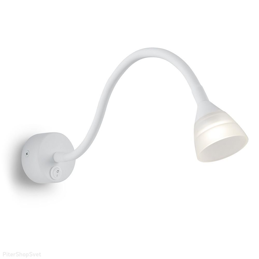 Белый гибкий настенный светильник с выключателем 3Вт 3700К «AL7730» 41230