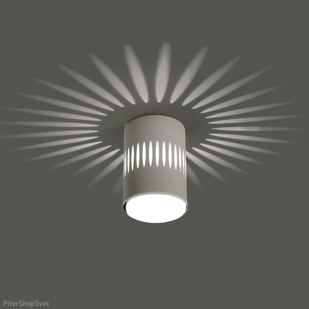 Белый накладной потолочный светильник цилиндр с подсветкой «HL349» 41459