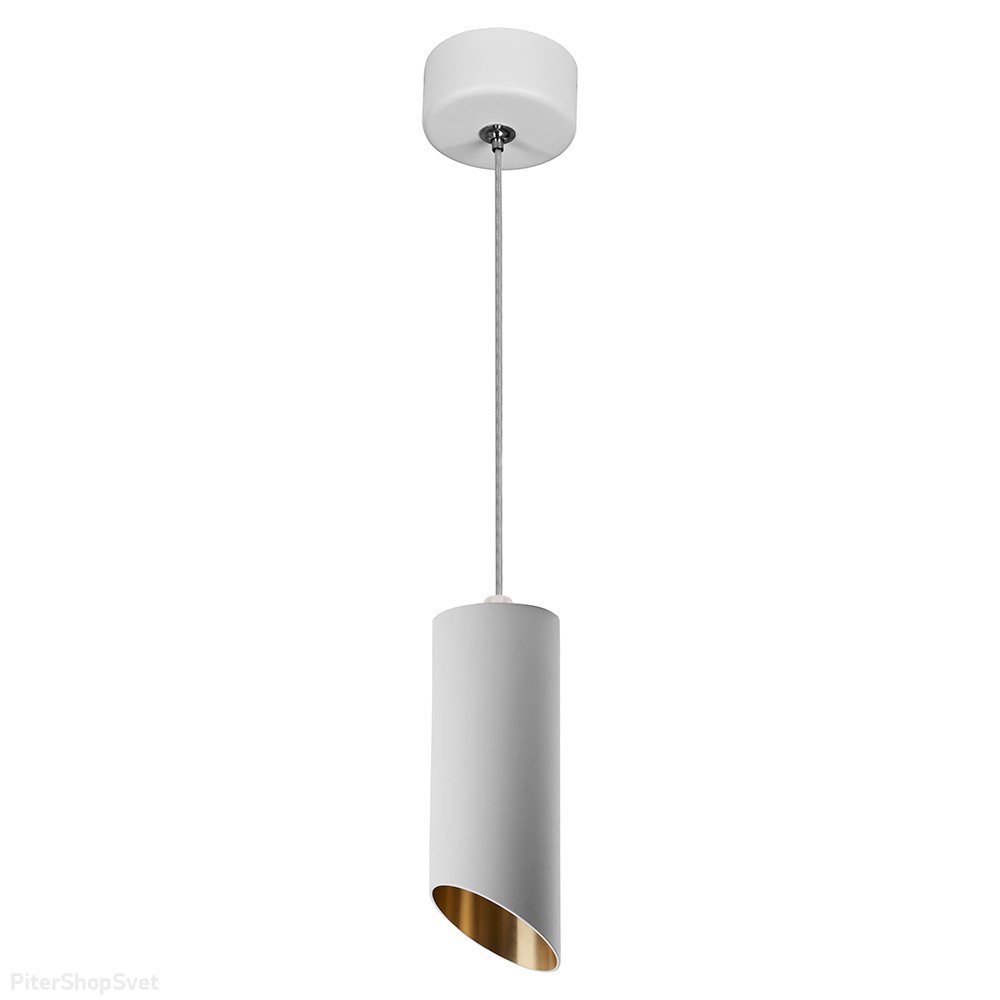 Белый подвесной светильник срезанный цилиндр 12,5см «Barrel Tilt ML1818» 48040