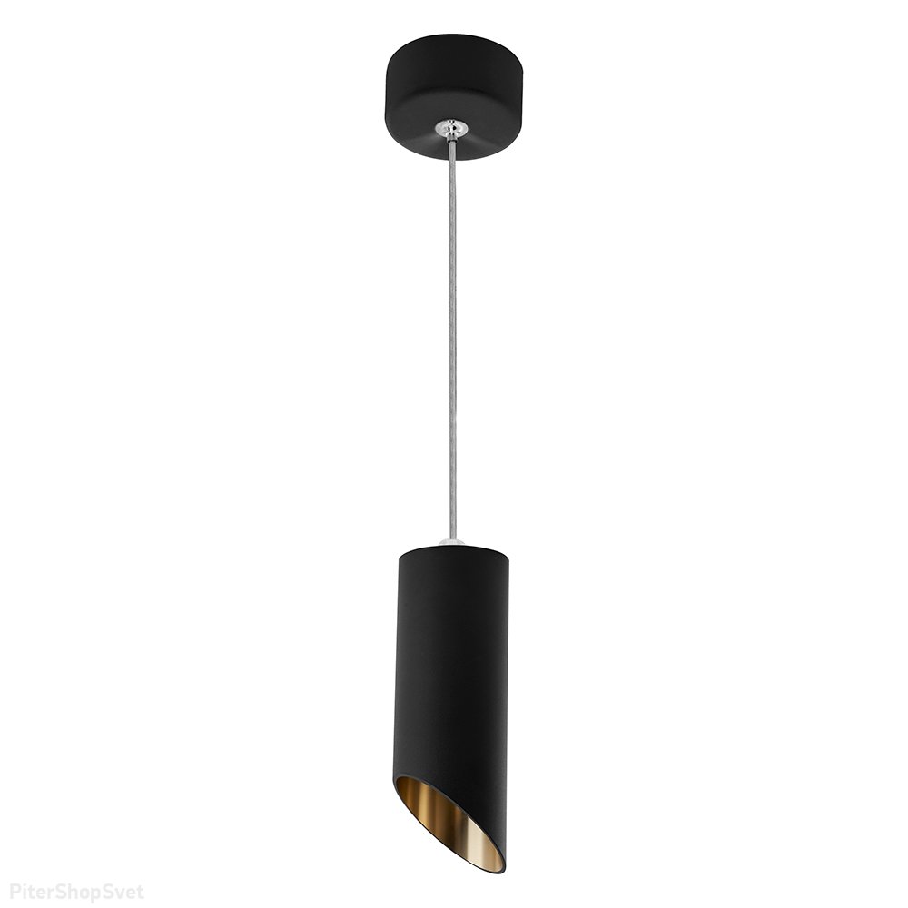 Чёрный подвесной светильник срезанный цилиндр 12,5см «Barrel Tilt ML1818» 48041