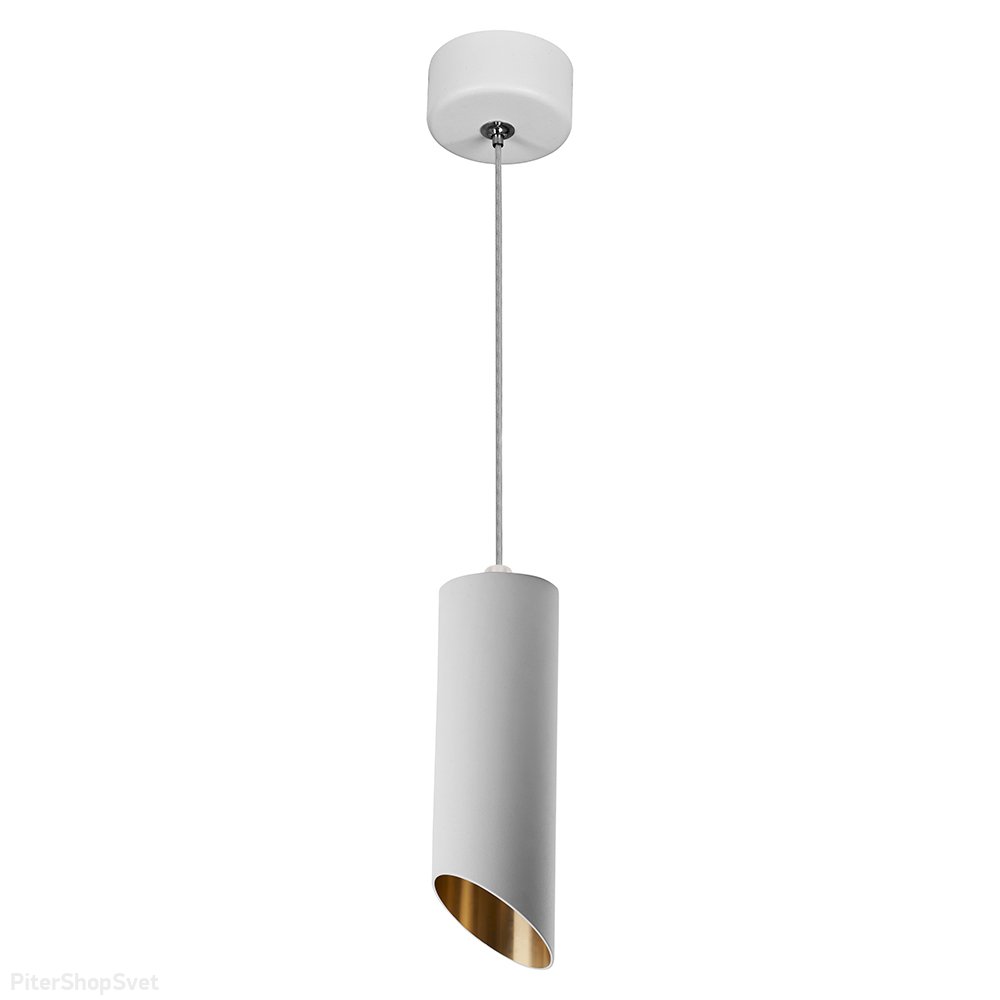 Белый подвесной светильник срезанный цилиндр 20см «Barrel Tilt ML1828» 48042