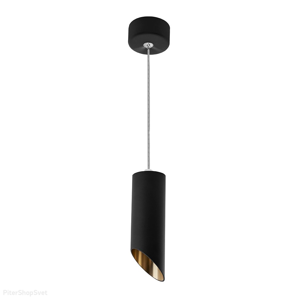 Чёрный подвесной светильник срезанный цилиндр «Barrel Tilt ML1828» 48043