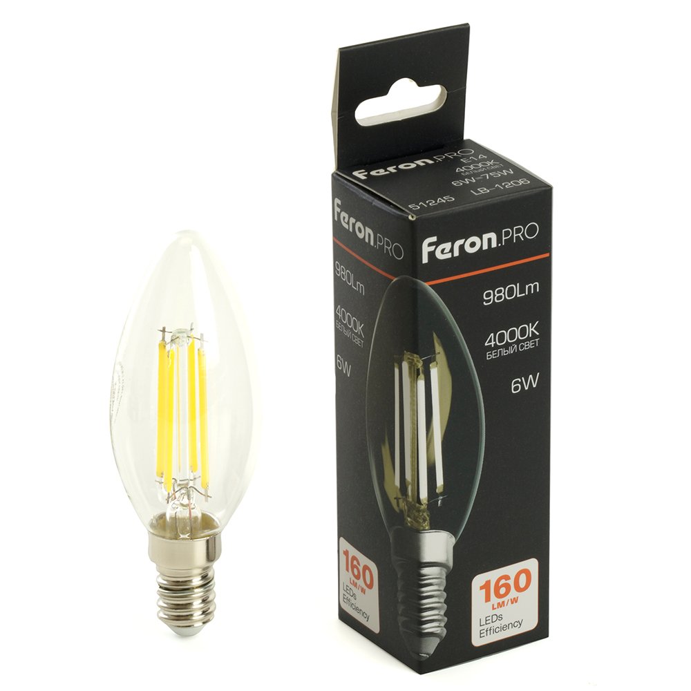 LED лампа E14 980LM 6W 175-265V 4000K «LB-1206» 51245