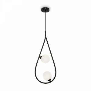 Чёрный подвесной светильник петля с шарами «Perlina»