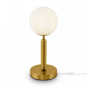 Настольная лампа цвета латуни с белым плафоном шар 15см «Zelda»