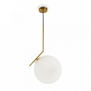 Подвесной светильник цвета латуни с белым плафоном шар 30см «Sara»