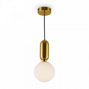 Подвесной светильник цвета латуни с белым плафоном шар 15см «Felice»