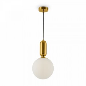 Подвесной светильник цвета латуни с белым плафоном шар 20см «Felice»