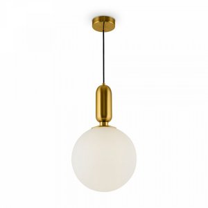Подвесной светильник цвета латуни с белым плафоном шар 25см «Felice»