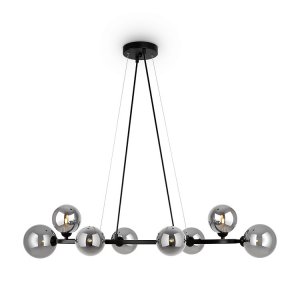 Длинный подвесной светильник с шарами, чёрный/дымчатый «Globos»