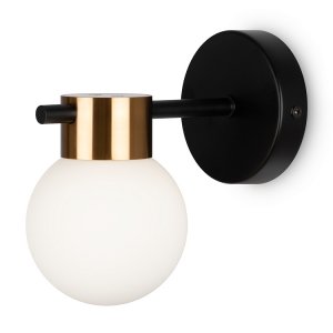 Чёрно-латунный настенный светильник с плафоном шар «Gatsby»