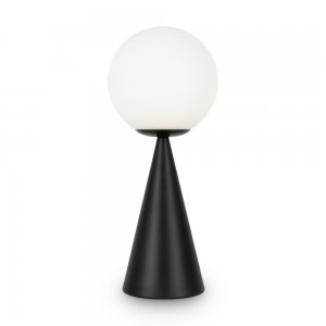Чёрная настольная лампа шар на конусе «Glow»