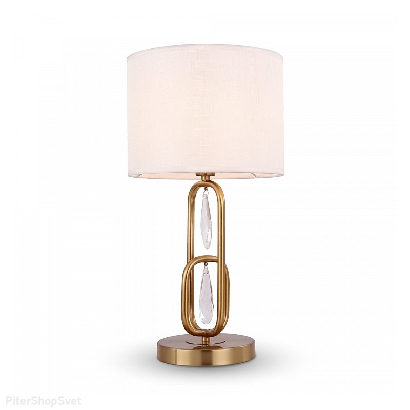Настольная лампа цвета латуни с белым абажуром «Riverside» FR1007TL-01BS