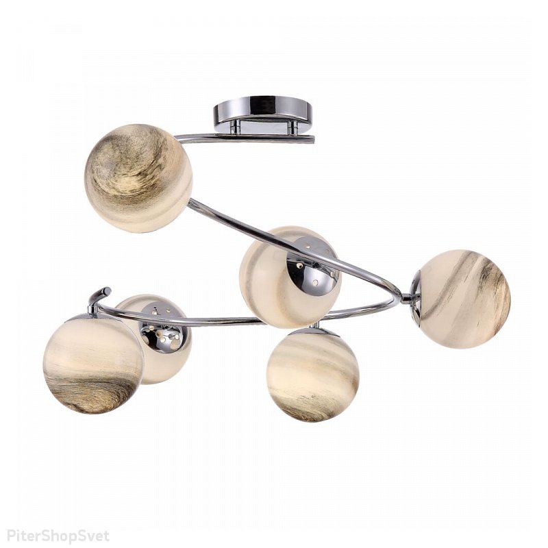 Потолочная люстра спираль с планетами «Galaxy» FR5013PL-06CH