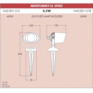Акцентная уличная подсветка на колышке 1M2.001.000LX «MINITOMMY-EL SPIKE»