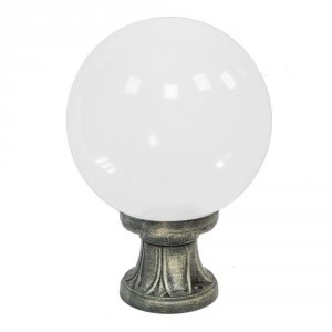 Белый матовый шар 25см на столбике цвета античной бронзы «GLOBE 250 MIKROLOT»