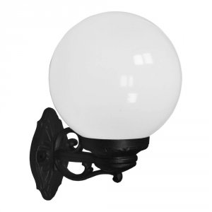 Молочно белый шар 25см на чёрном рожке «GLOBE 250 BISSO»