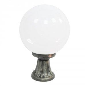 Белый 30см шар на столбе цвета бронзы «GLOBE 300 MINILOT»